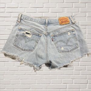 Levi’s 501 Cutoff Denim Shorts W27 Distressed Button Fly Grunge Ripped Raw Hem